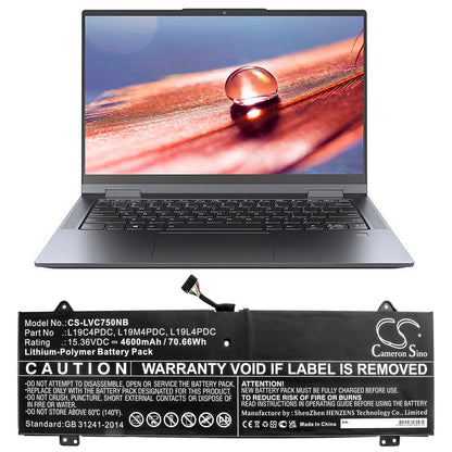 Replacement Battery for Lenovo  Yoga 14C 2021 – Notebook, Laptop – 4600mAh / 70.66Wh / 15.36V