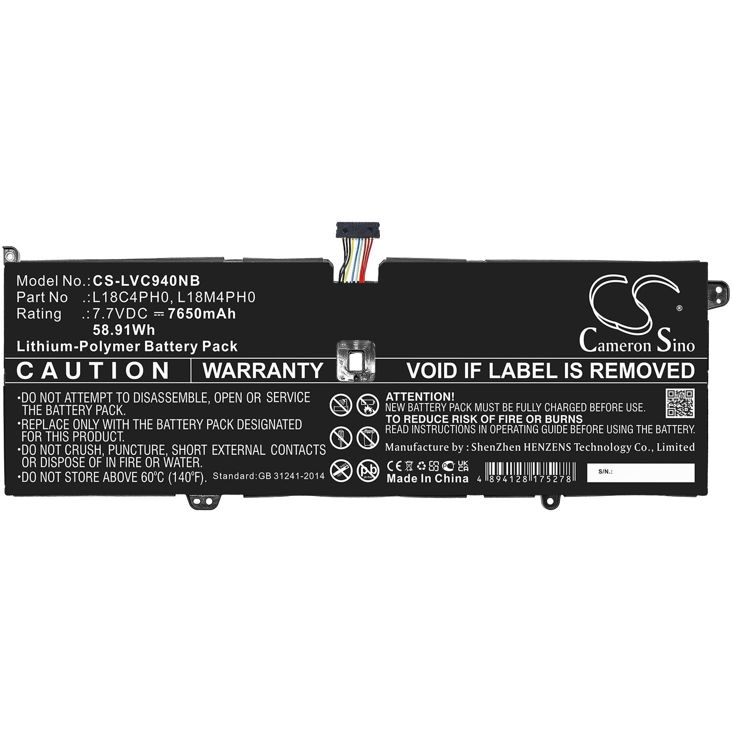 Replacement Battery for Lenovo  Yoga C940 SP/A – Notebook, Laptop – 7650mAh / 58.91Wh / 7.7V