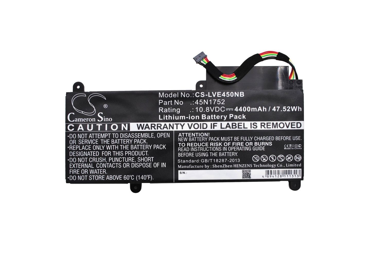 Replacement Battery for Lenovo  ThinkPad E450 – Notebook, Laptop – 4400mAh / 47.52Wh / 10.8V