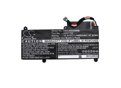 Replacement Battery for Lenovo  ThinkPad E450 – Notebook, Laptop – 4400mAh / 47.52Wh / 10.8V