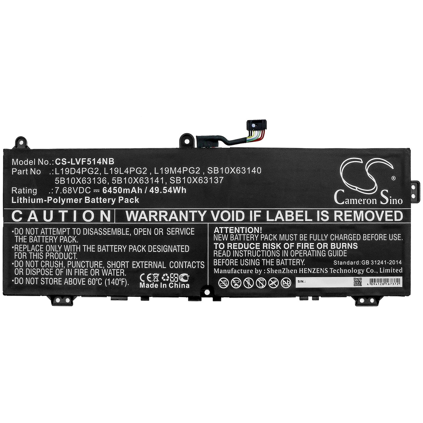 Replacement Battery for Lenovo  C13 Yoga Gen 1 Chromebook-20UY – Notebook, Laptop – 6450mAh / 49.54Wh / 7.68V