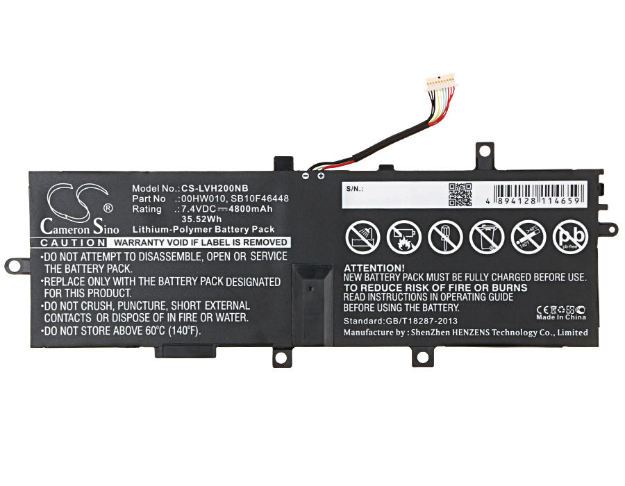 Replacement Battery for Lenovo  ThinkPad Helix 2 – Notebook, Laptop – 4800mAh / 35.52Wh / 7.4V