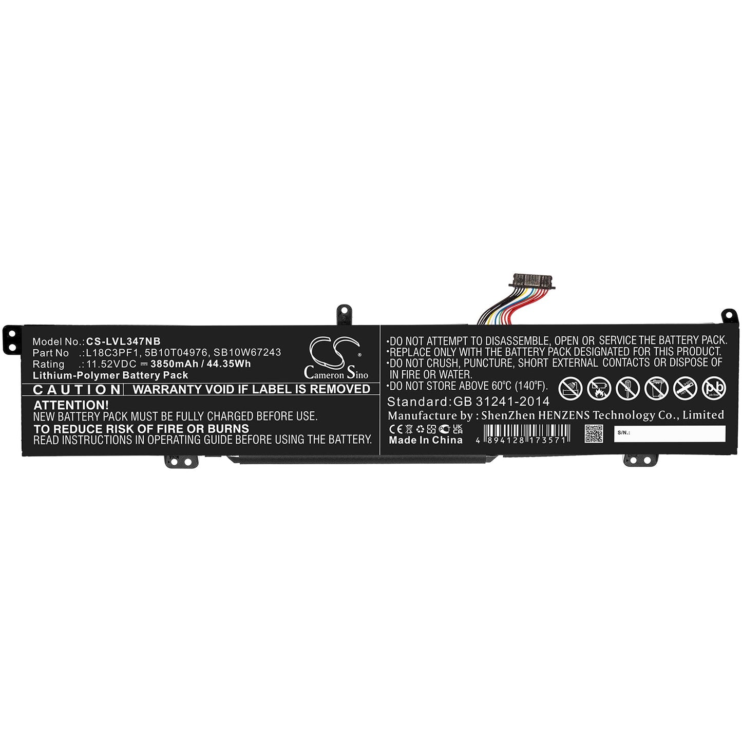Replacement Battery for Lenovo  Ideapad L340 15 Gaming – Notebook, Laptop – 3850mAh / 44.35Wh / 11.52V