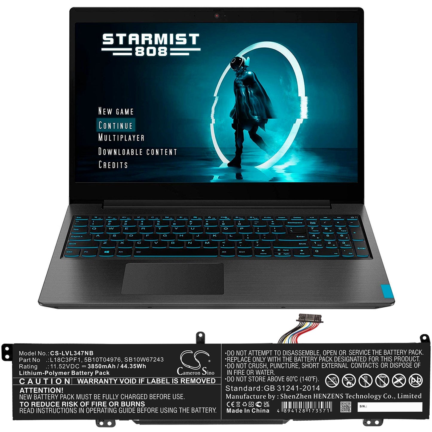 Replacement Battery for Lenovo  Ideapad L340 15 Gaming – Notebook, Laptop – 3850mAh / 44.35Wh / 11.52V