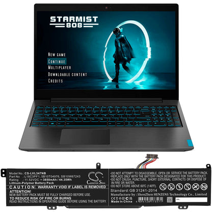 Replacement Battery for Lenovo  Ideapad L340 15 Gaming – Notebook, Laptop – 3850mAh / 44.35Wh / 11.52V