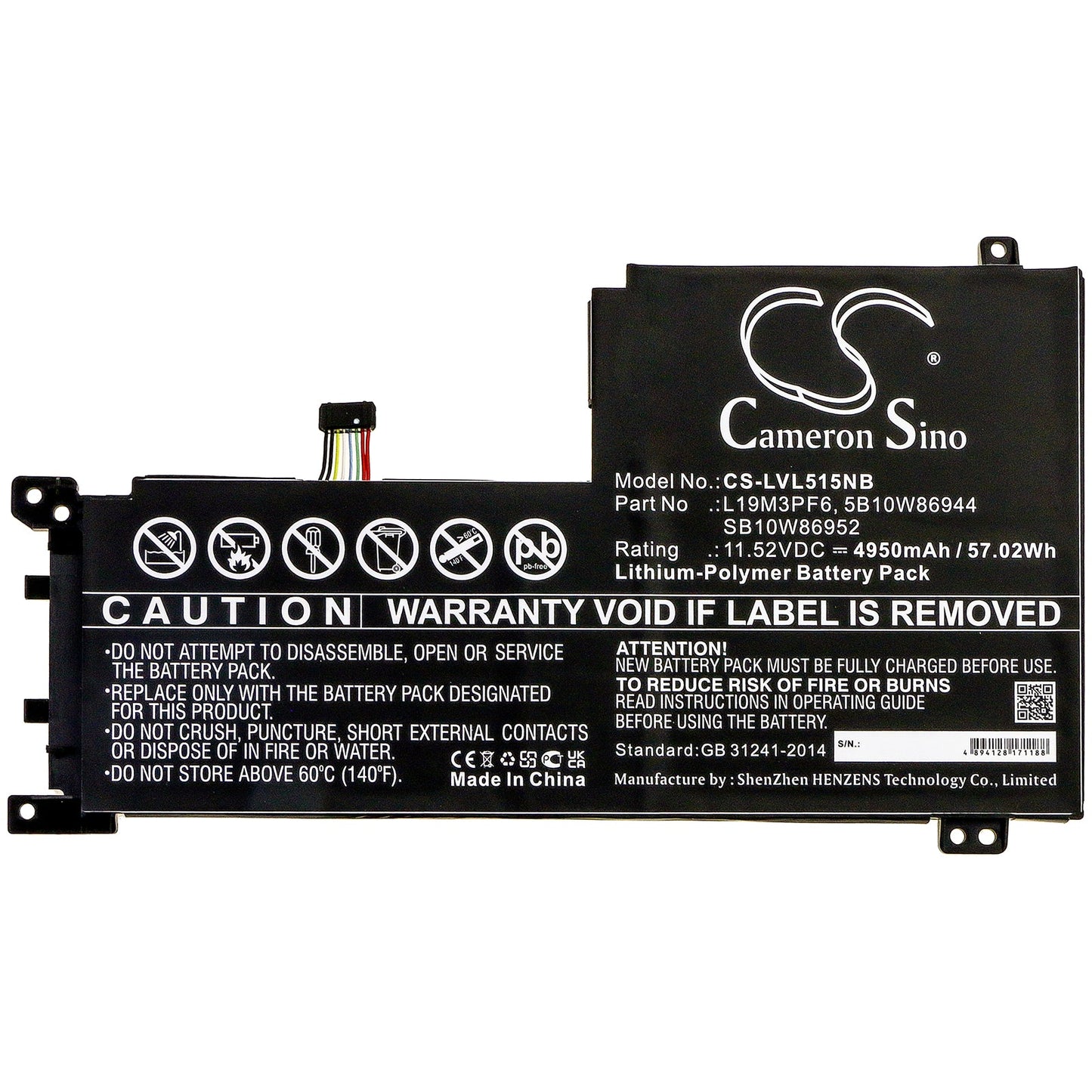 Replacement Battery for Lenovo  IdeaPad 5-15IIL05 – Notebook, Laptop – 4950mAh / 57.02Wh / 11.52V