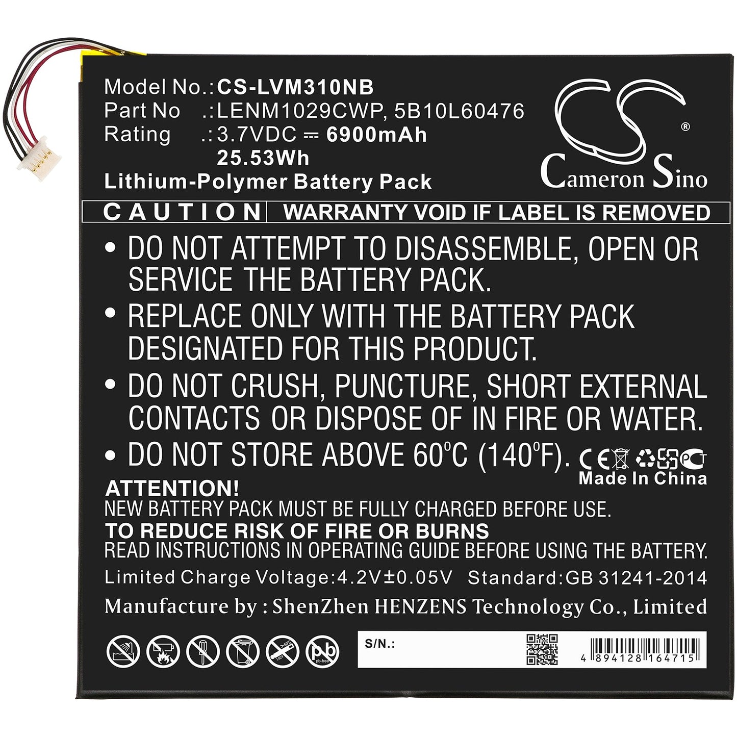 Replacement Battery for Lenovo  Miix 300 – Notebook, Laptop – 6900mAh / 25.53Wh / 3.7V