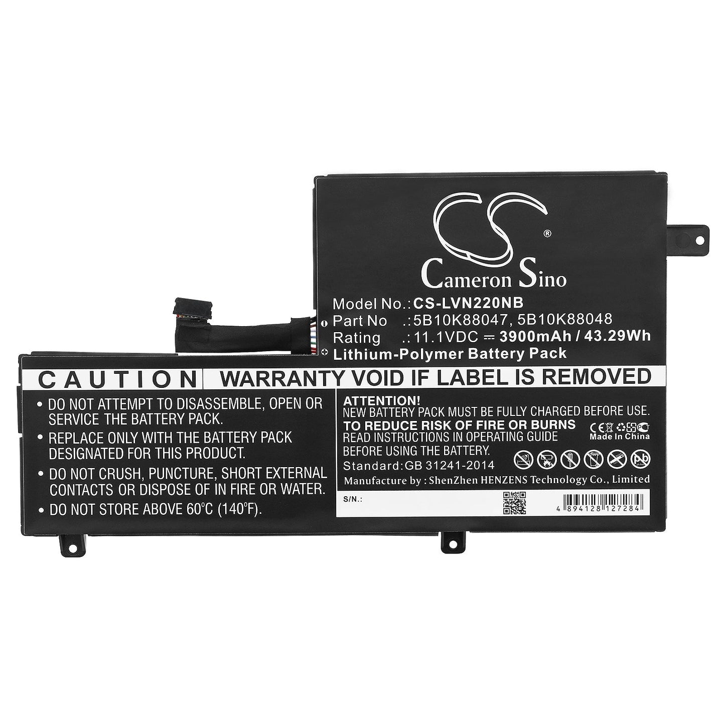 Replacement Battery for Lenovo  80VH0001US – Notebook, Laptop – 3900mAh / 43.29Wh / 11.1V