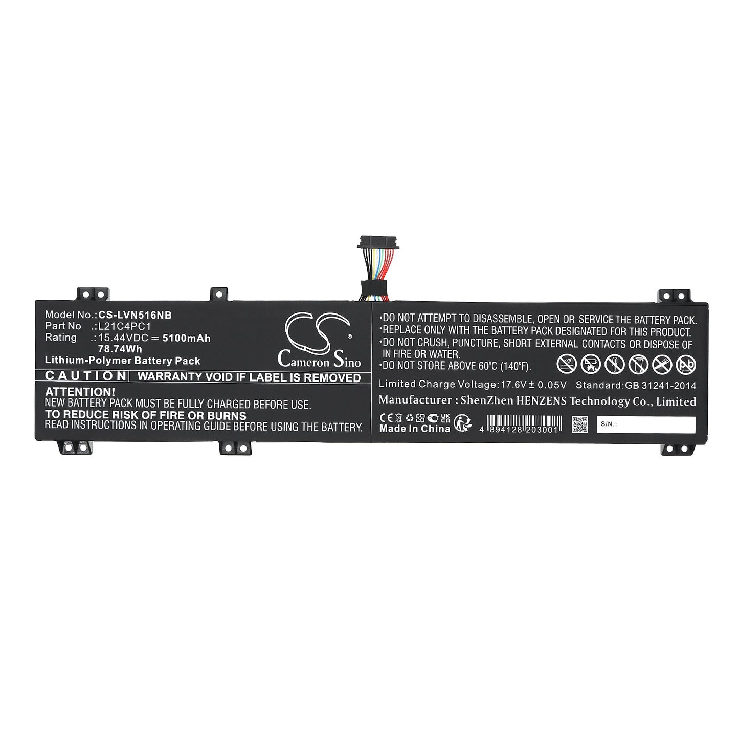 Replacement Battery for Lenovo  Legion 5 15ARH7H 82RD0002SB – Notebook, Laptop – 5100mAh / 78.74Wh / 15.44V