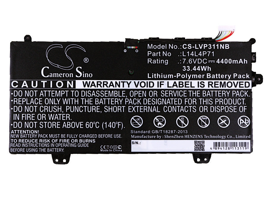 Replacement Battery for Lenovo  80J80021US – Notebook, Laptop – 4400mAh / 33.44Wh / 7.6V