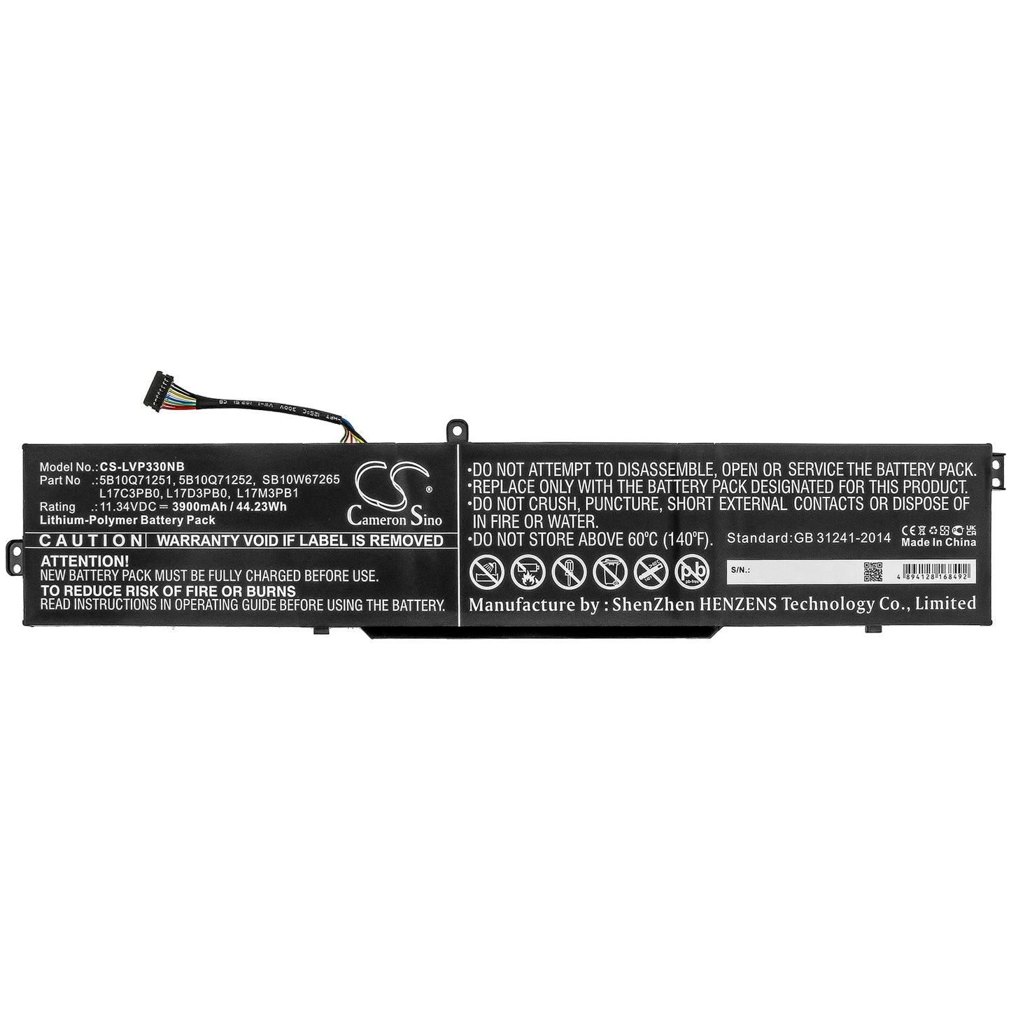 Replacement Battery for Lenovo  IdeaPad 330-15ICH – Notebook, Laptop – 3900mAh / 44.23Wh / 11.34V