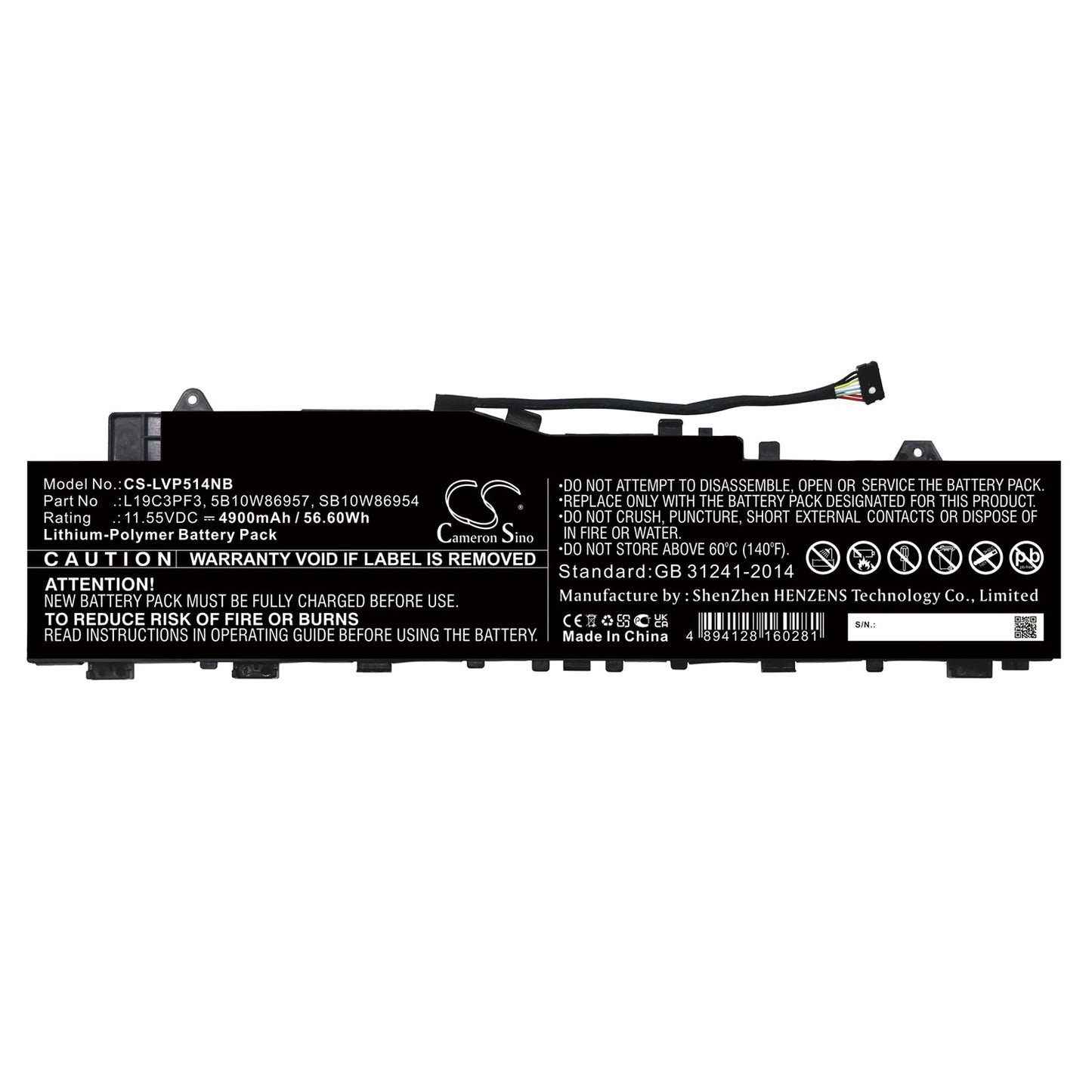 Replacement Battery for Lenovo  IdeaPad 5 14 – Notebook, Laptop – 4900mAh / 56.60Wh / 11.55V