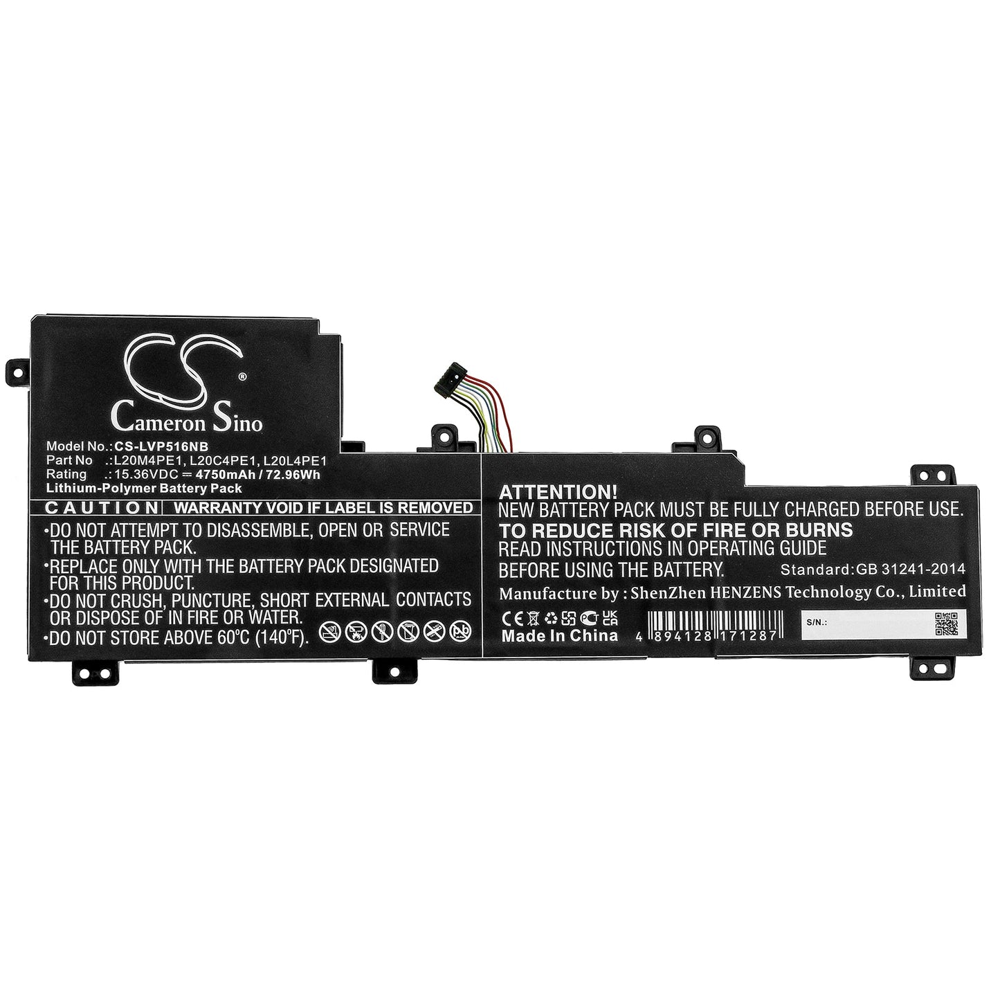 Replacement Battery for Lenovo  IdeaPad 5 Pro – Notebook, Laptop – 4750mAh / 72.96Wh / 15.36V