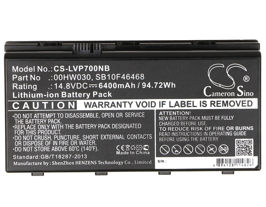 Replacement Battery for Lenovo  ThinkPad P70 – Notebook, Laptop – 6400mAh / 94.72Wh / 14.8V