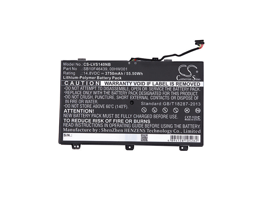 Replacement Battery for Lenovo  ThinkPad S3 Yoga – Notebook, Laptop – 3750mAh / 55.50Wh / 14.8V