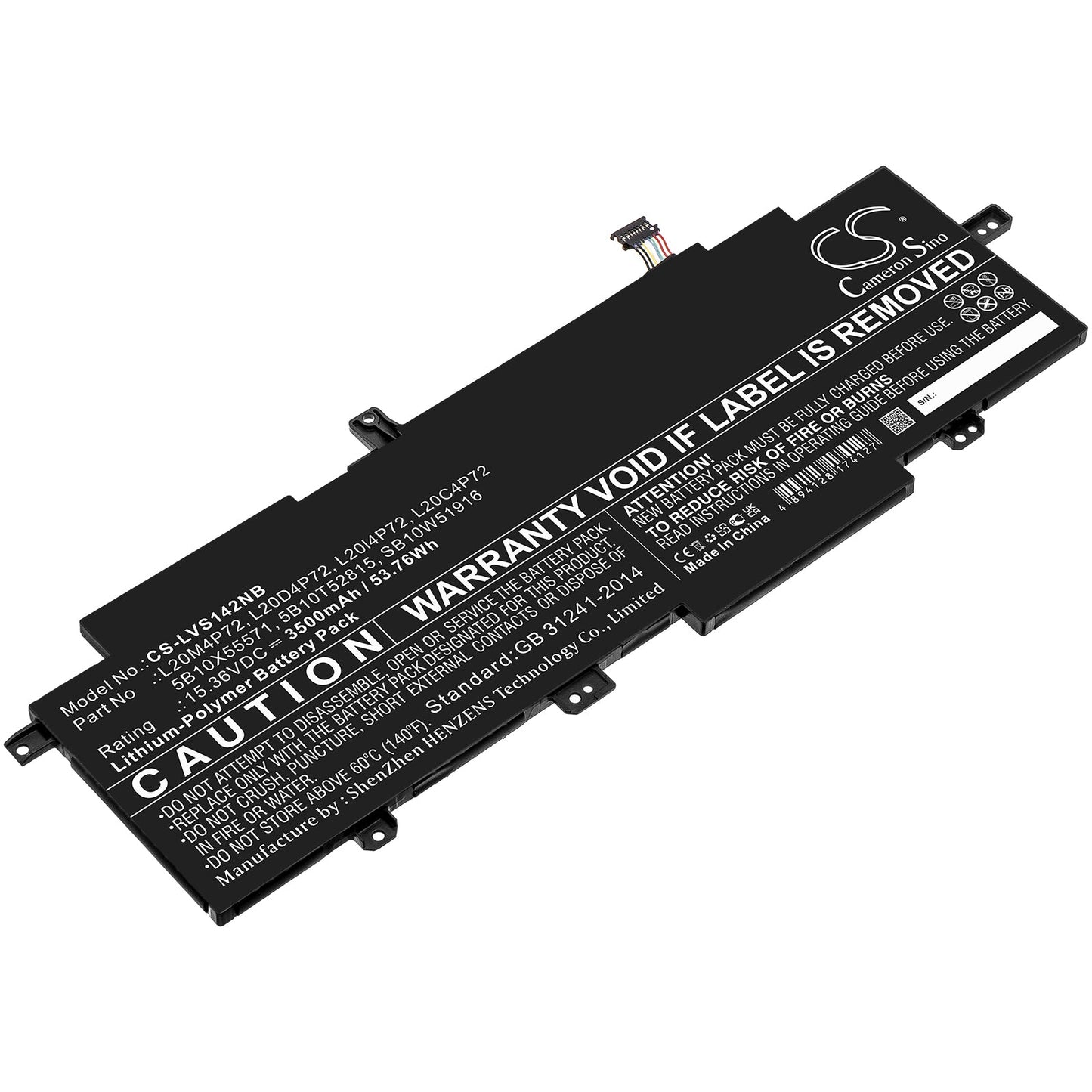 Replacement Battery for Lenovo  20WM00AVHH – Notebook, Laptop – 3500mAh / 53.76Wh / 15.36V