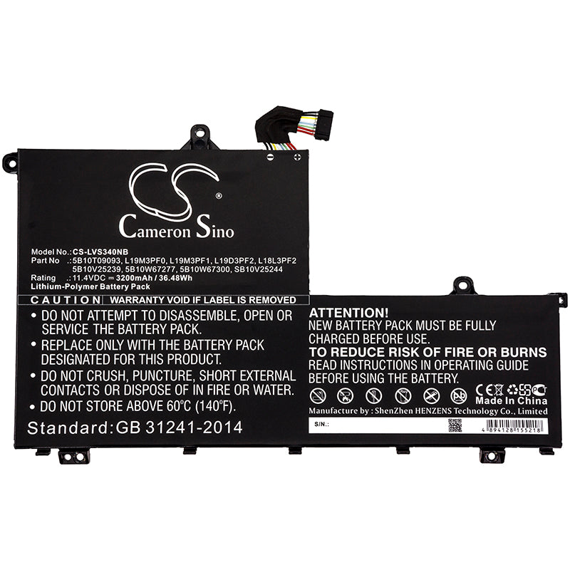 Replacement Battery for Lenovo  IdeaPad S340 – Notebook, Laptop – 3200mAh / 36.48Wh / 11.4V