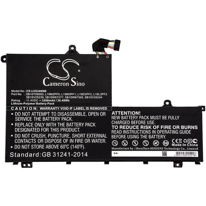 Replacement Battery for Lenovo  IdeaPad S340 – Notebook, Laptop – 3200mAh / 36.48Wh / 11.4V