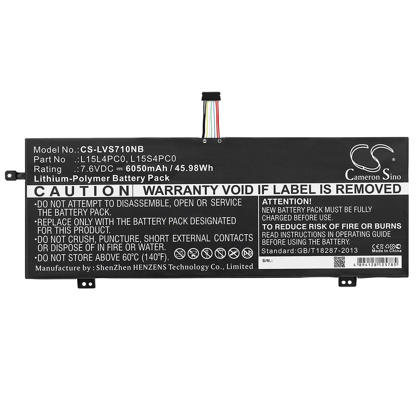 Replacement Battery for Lenovo  710S-13(i3-6006U/4GB/128GB) – Notebook, Laptop – 6050mAh / 45.98Wh / 7.6V