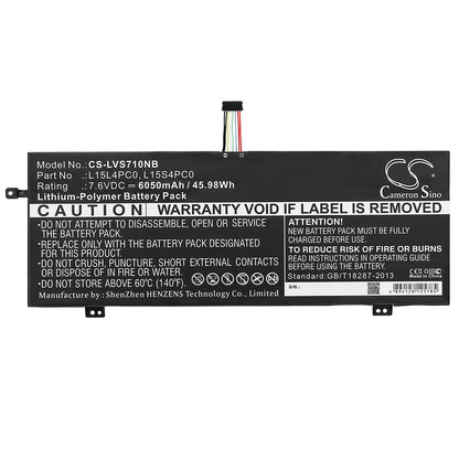 Replacement Battery for Lenovo  710S-13(i3-6006U/4GB/128GB) – Notebook, Laptop – 6050mAh / 45.98Wh / 7.6V