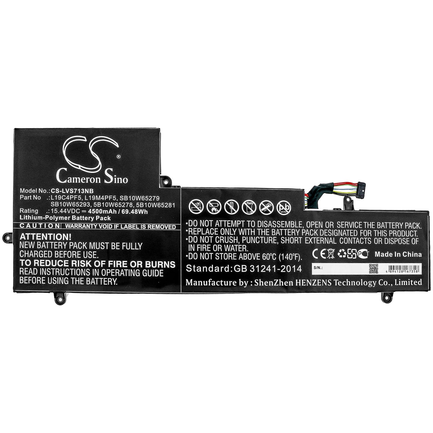 Replacement Battery for Lenovo  Yoga Slim 7-15IIL – Notebook, Laptop – 4500mAh / 69.48Wh / 15.44V