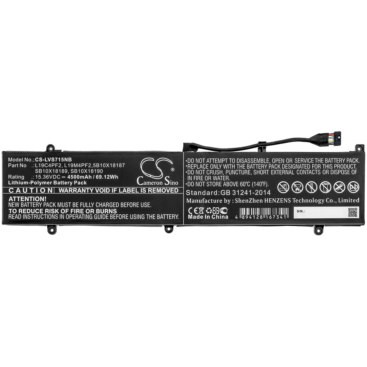 Replacement Battery for Lenovo  Yoga Slim 7 15 – Notebook, Laptop – 4500mAh / 69.12Wh / 15.36V