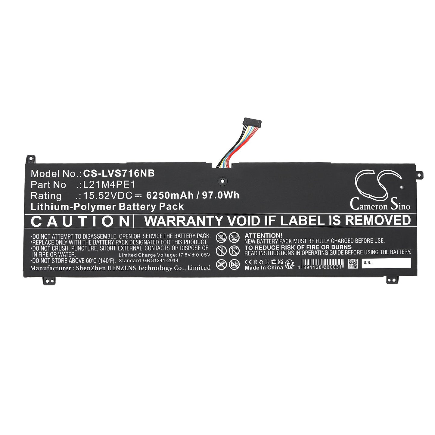 Replacement Battery for Lenovo  Legion S7 16ARHA7 – Notebook, Laptop – 6250mAh / 97.0Wh / 15.52V