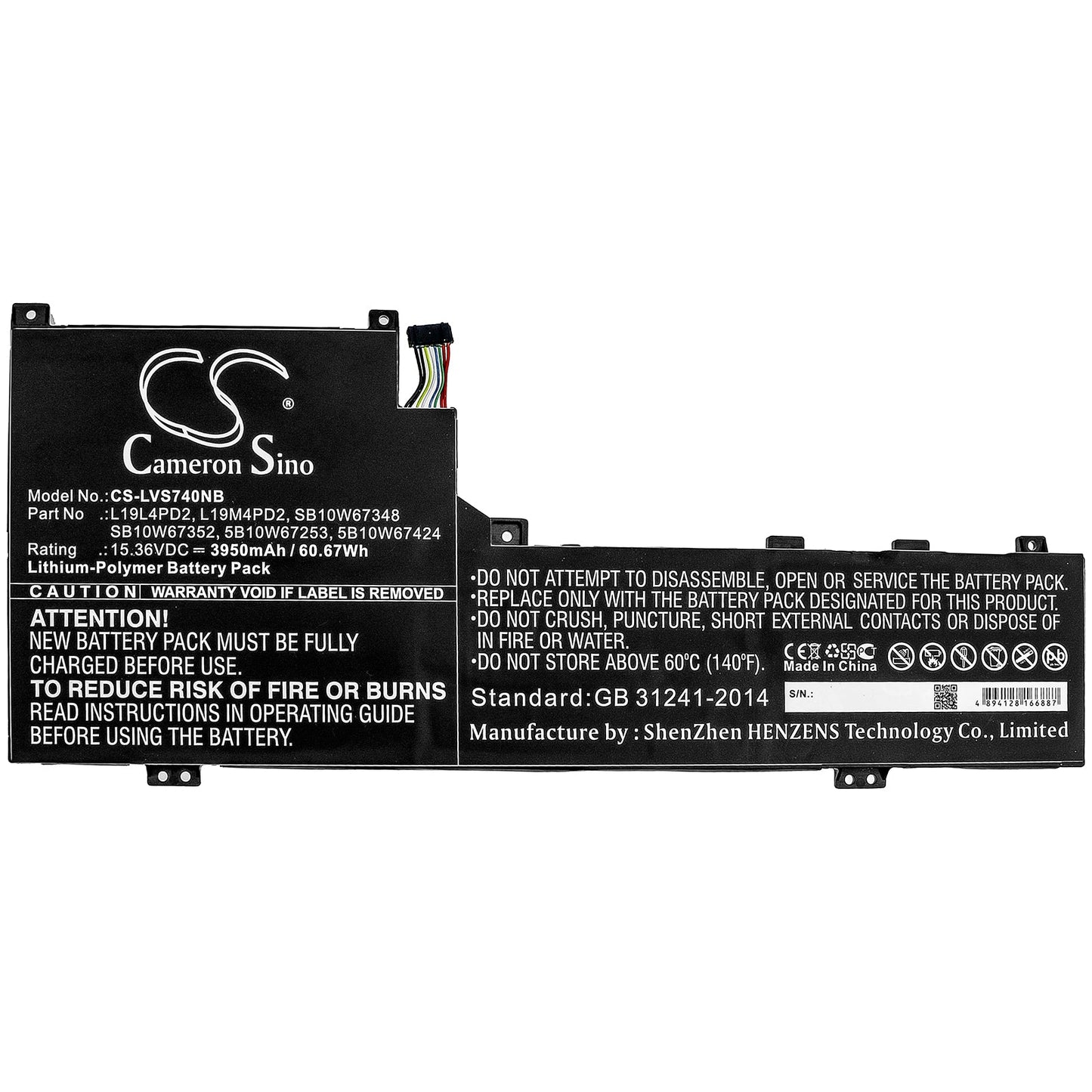 Replacement Battery for Lenovo  IdeaPad S740-14IIL – Notebook, Laptop – 3950mAh / 60.67Wh / 15.36V