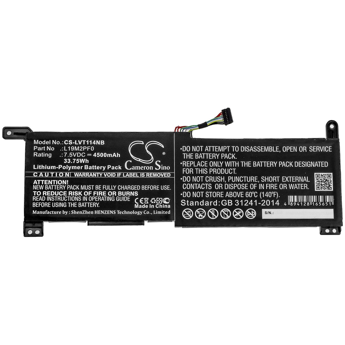 Replacement Battery for Lenovo  IdeaPad 1-11ADA05 82GV002BNZ – Notebook, Laptop – 4500mAh / 33.75Wh / 7.5V