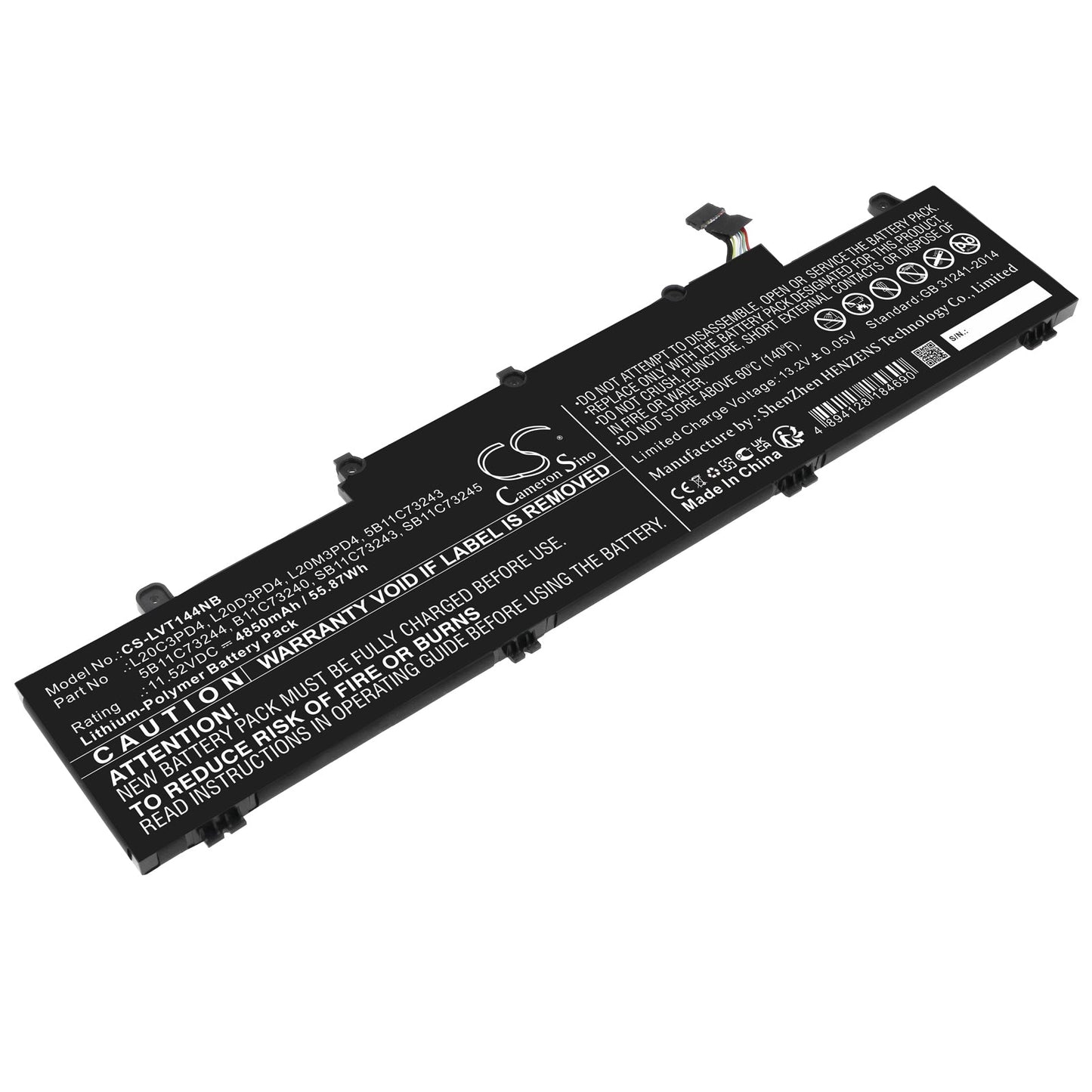 Replacement Battery for Lenovo  ThinkPad E14 Gen 2 20T60043YA – Notebook, Laptop – 4850mAh / 55.87Wh / 11.52V