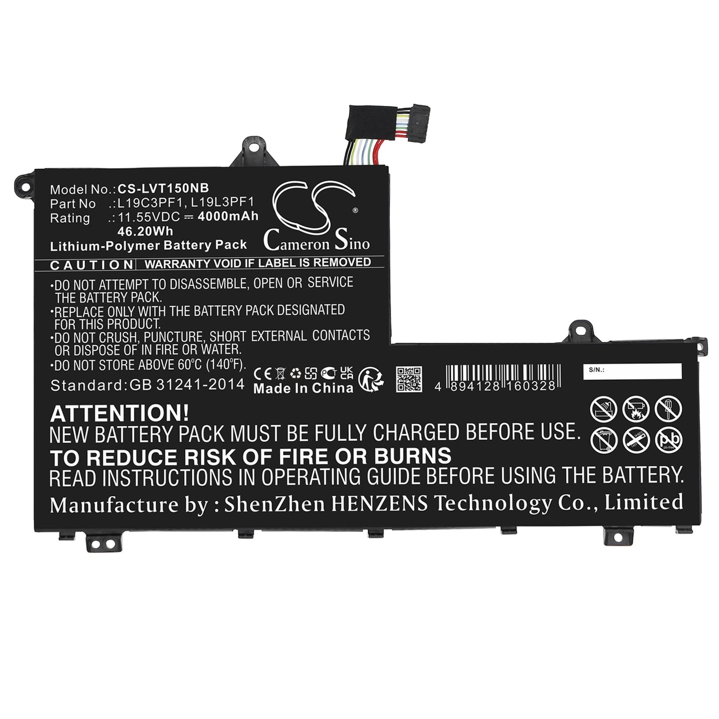 Replacement Battery for Lenovo  ThinkBook 14 – Notebook, Laptop – 4000mAh / 46.20Wh / 11.55V
