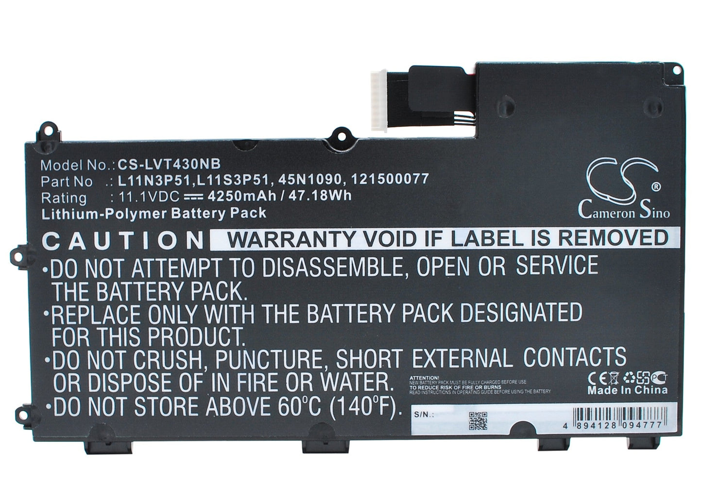 Replacement Battery for Lenovo  33511F9 – Notebook, Laptop – 4250mAh / 47.18Wh / 11.1V