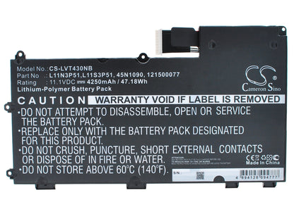 Replacement Battery for Lenovo  33511F9 – Notebook, Laptop – 4250mAh / 47.18Wh / 11.1V