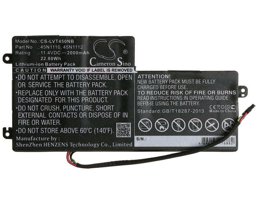 Replacement Battery for Lenovo  Thinkpad K2450 – Notebook, Laptop – 2000mAh / 22.80Wh / 11.4V
