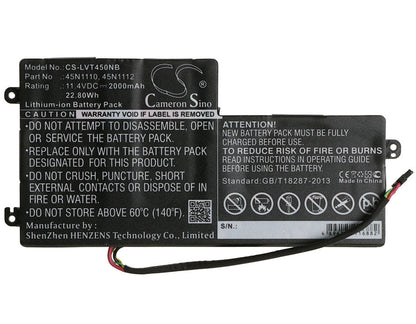 Replacement Battery for Lenovo  Thinkpad K2450 – Notebook, Laptop – 2000mAh / 22.80Wh / 11.4V