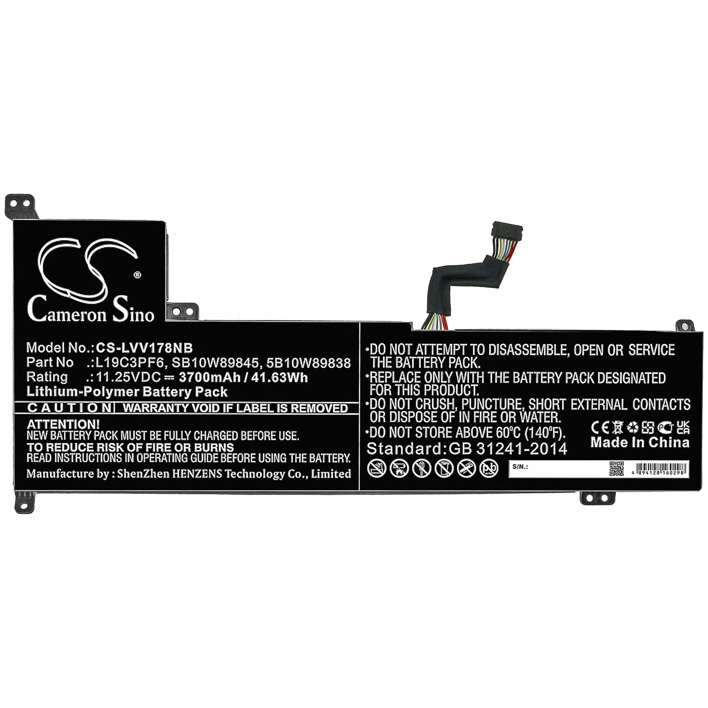 Replacement Battery for Lenovo  ideapad 3-17IML0 81WCCTO1WW – Notebook, Laptop – 3700mAh / 41.63Wh / 11.25V