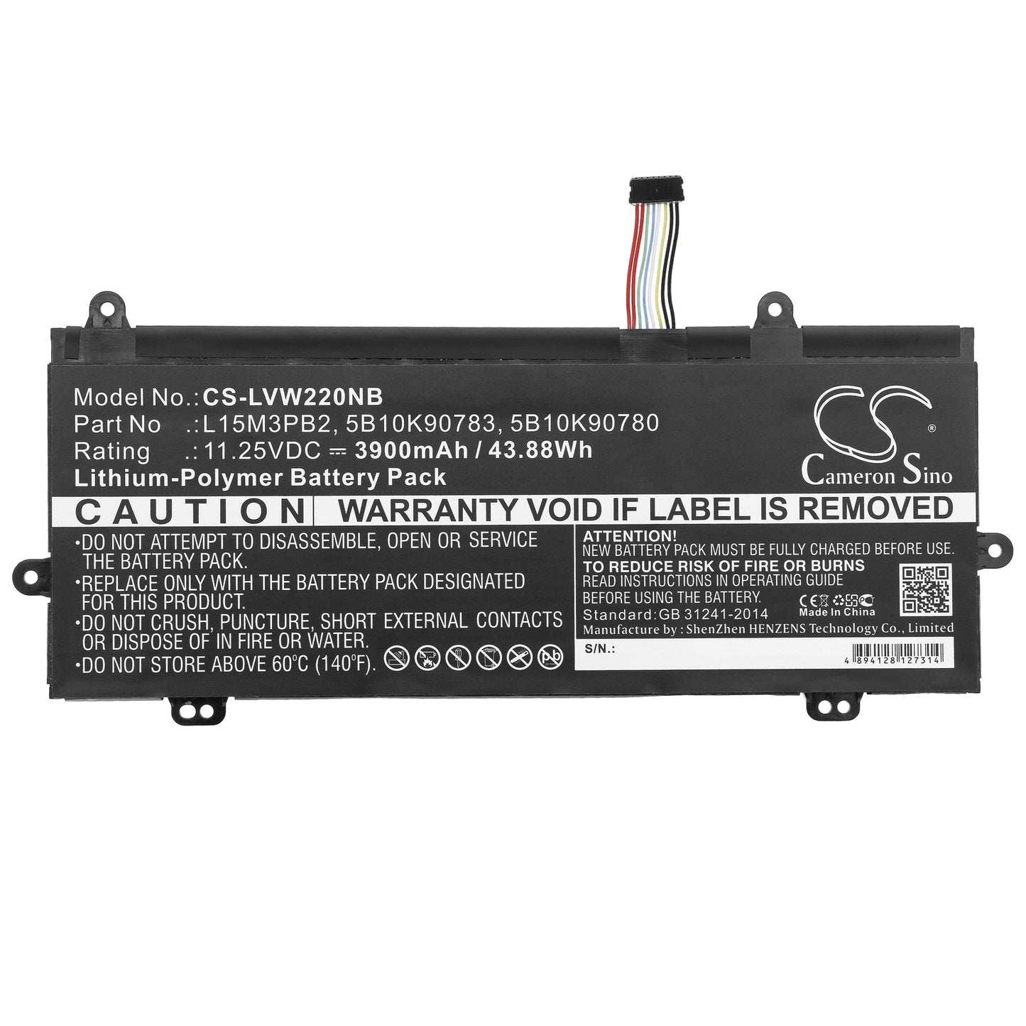 Replacement Battery for Lenovo  80SF0000US – Notebook, Laptop – 3900mAh / 43.88Wh / 11.25V