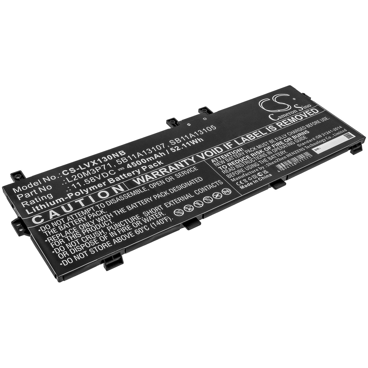 Replacement Battery for Lenovo  ThinkPad X13 Yoga G2 – Notebook, Laptop – 4500mAh / 52.11Wh / 11.58V