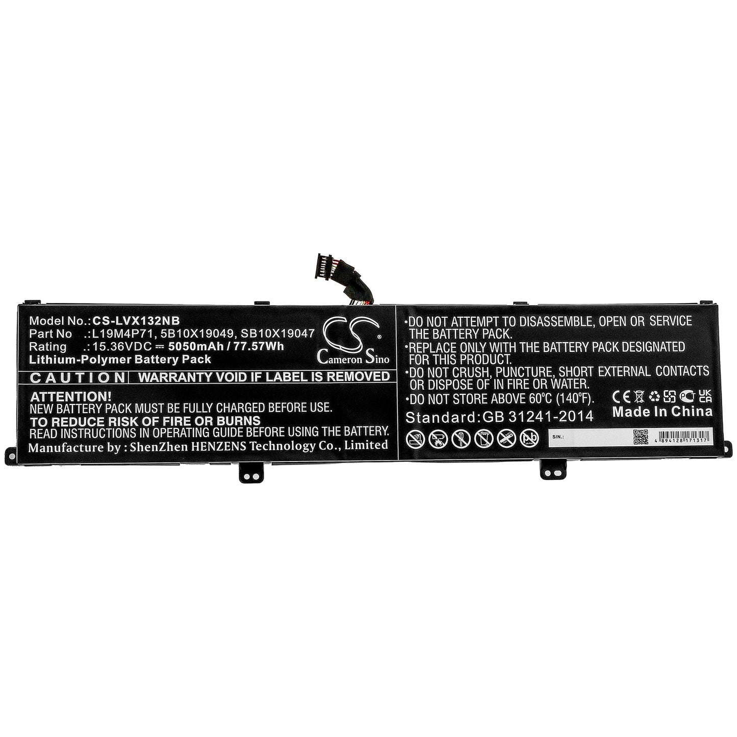 Replacement Battery for Lenovo  ThinkPad X1 Extreme Gen 3 – Notebook, Laptop – 5050mAh / 77.57Wh / 15.36V