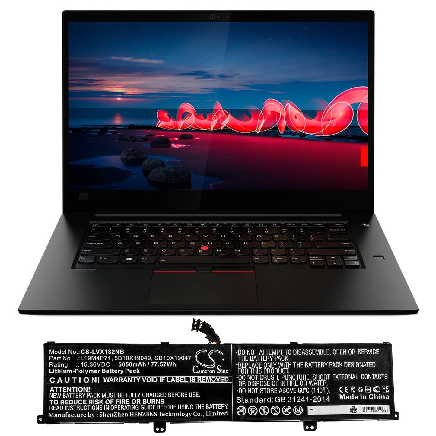 Replacement Battery for Lenovo  ThinkPad X1 Extreme Gen 3 – Notebook, Laptop – 5050mAh / 77.57Wh / 15.36V