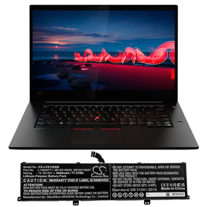 Replacement Battery for Lenovo  ThinkPad X1 Extreme Gen 3 – Notebook, Laptop – 5050mAh / 77.57Wh / 15.36V