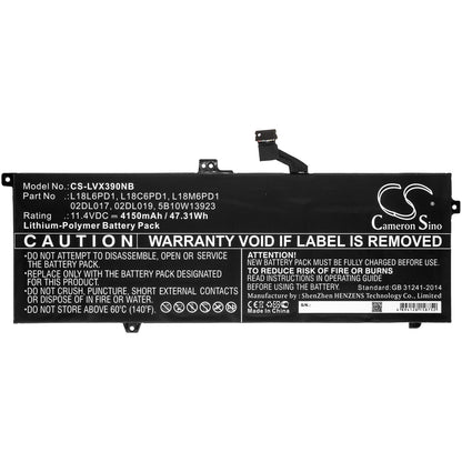 Replacement Battery for Lenovo  ThinkPad X390 – Notebook, Laptop – 4150mAh / 47.31Wh / 11.4V