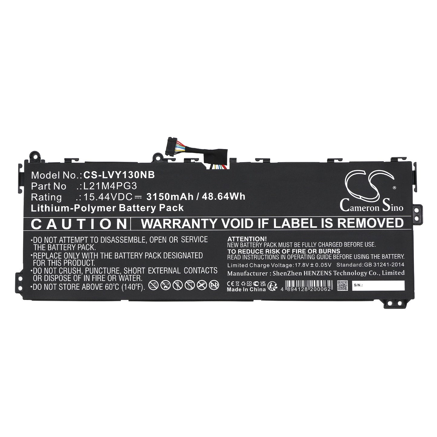 Replacement Battery for Lenovo  Yoga 13W – Notebook, Laptop – 3150mAh / 48.64Wh / 15.44V