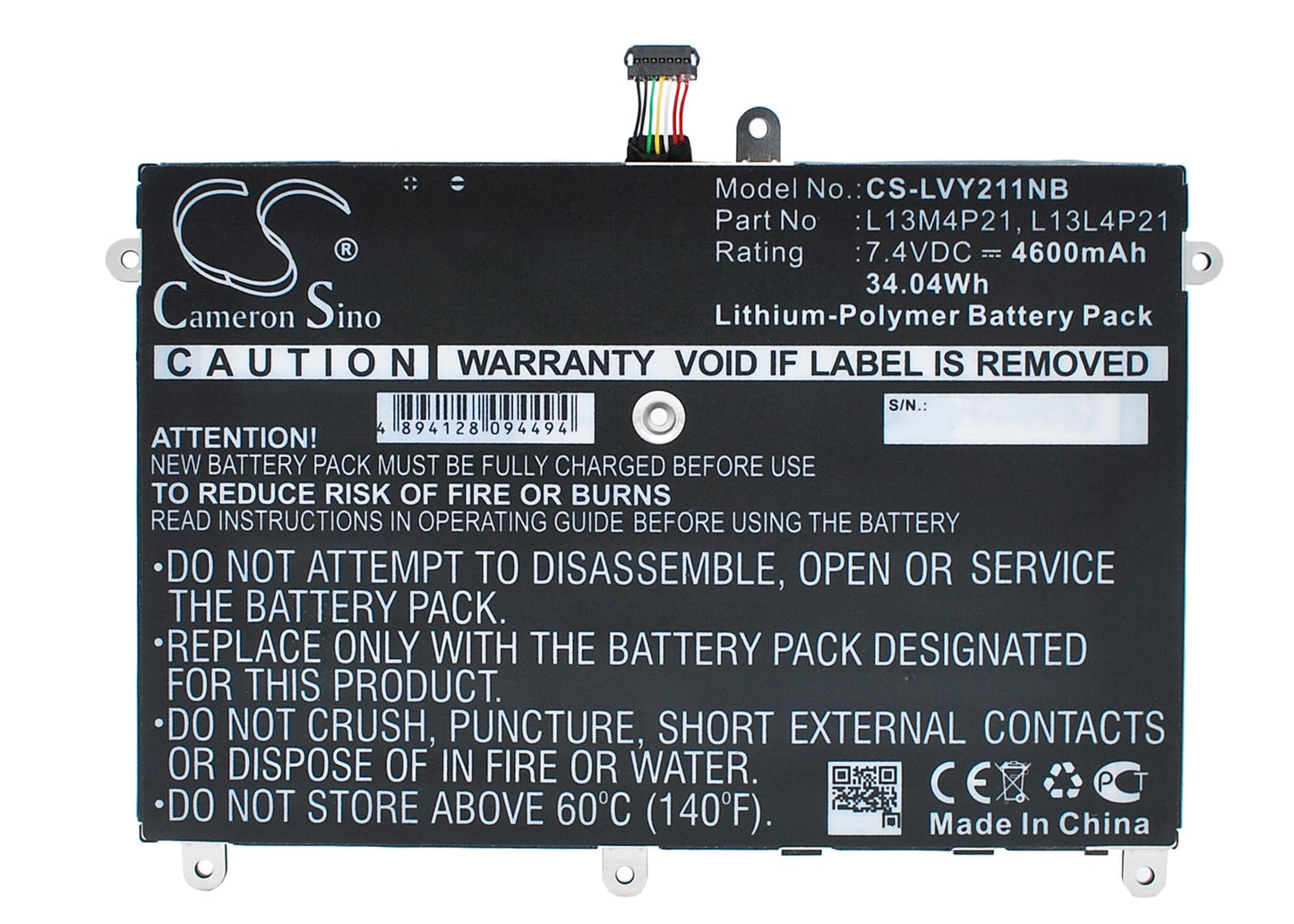 Replacement Battery for Lenovo  Ideapad Yoga 2 11 – Notebook, Laptop – 4600mAh / 34.04Wh / 7.4V