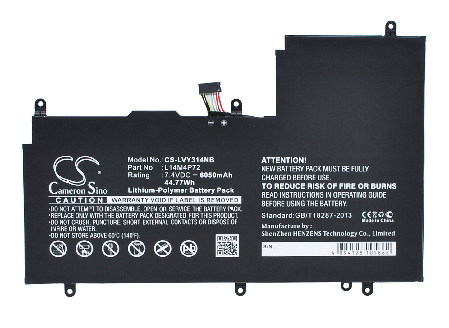 Replacement Battery for Lenovo  Yoga 3 14 – Notebook, Laptop – 6050mAh / 44.77Wh / 7.4V