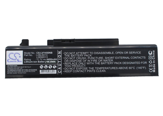Replacement Battery for Lenovo  IdeaPad Y450 – Notebook, Laptop – 4400mAh / 11.1V