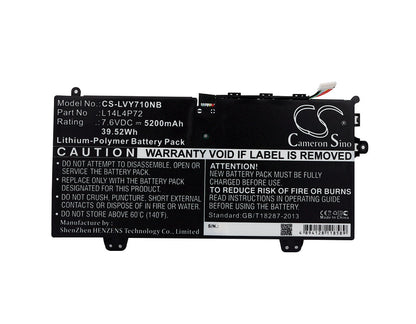 Replacement Battery for Lenovo  Yoga 3 11 – Notebook, Laptop – 5200mAh / 39.52Wh / 7.6V