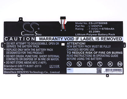 Replacement Battery for Lenovo  Yoga 4 Pro – Notebook, Laptop – 8700mAh / 65.25Wh / 7.5V