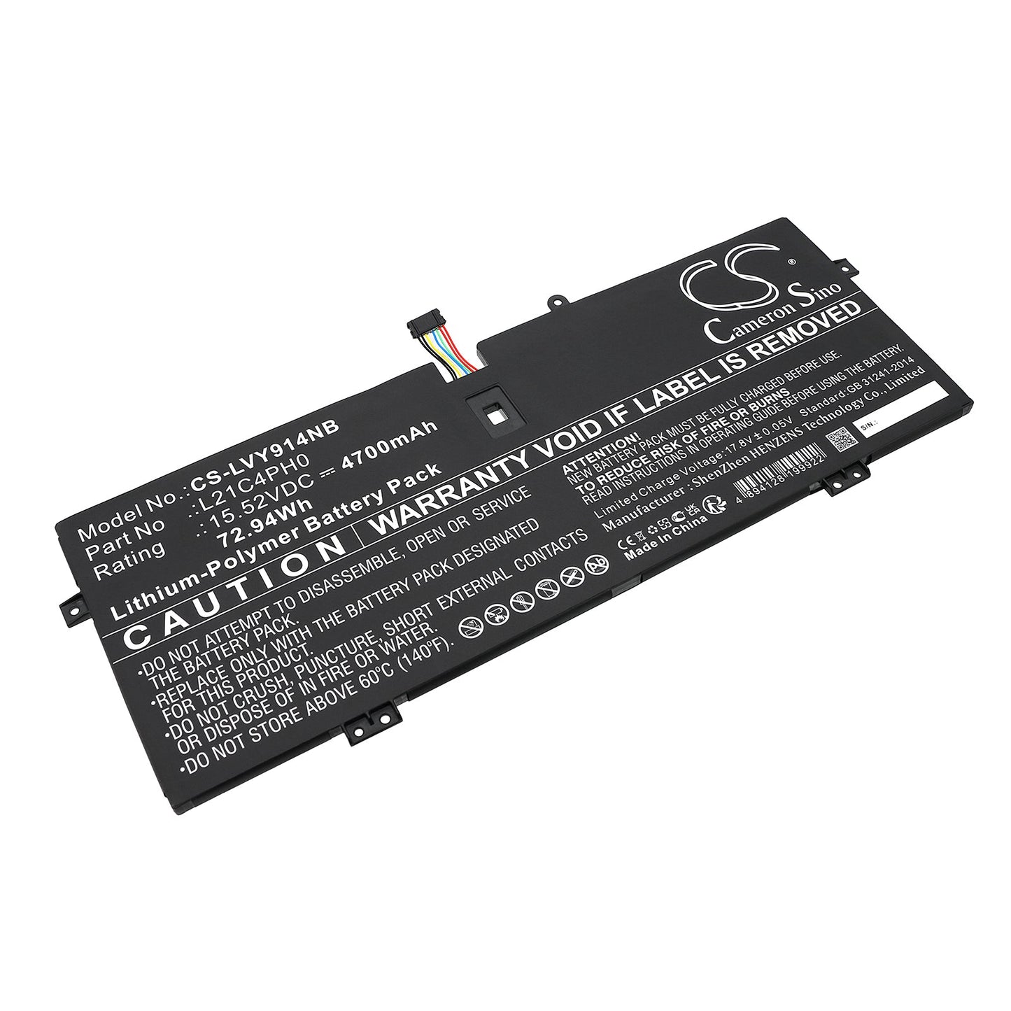 Replacement Battery for Lenovo  82LU0005SB – Notebook, Laptop – 4700mAh / 72.94Wh / 15.52V