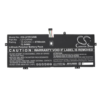 Replacement Battery for Lenovo  82LU0005SB – Notebook, Laptop – 4700mAh / 72.94Wh / 15.52V